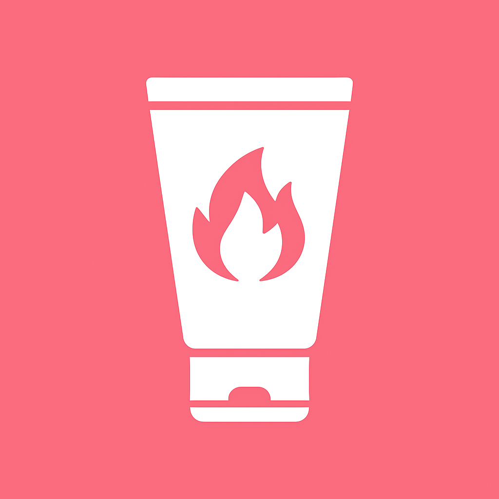 Tarro de crema íntima con fueguito decorativo sobre fondo rosado