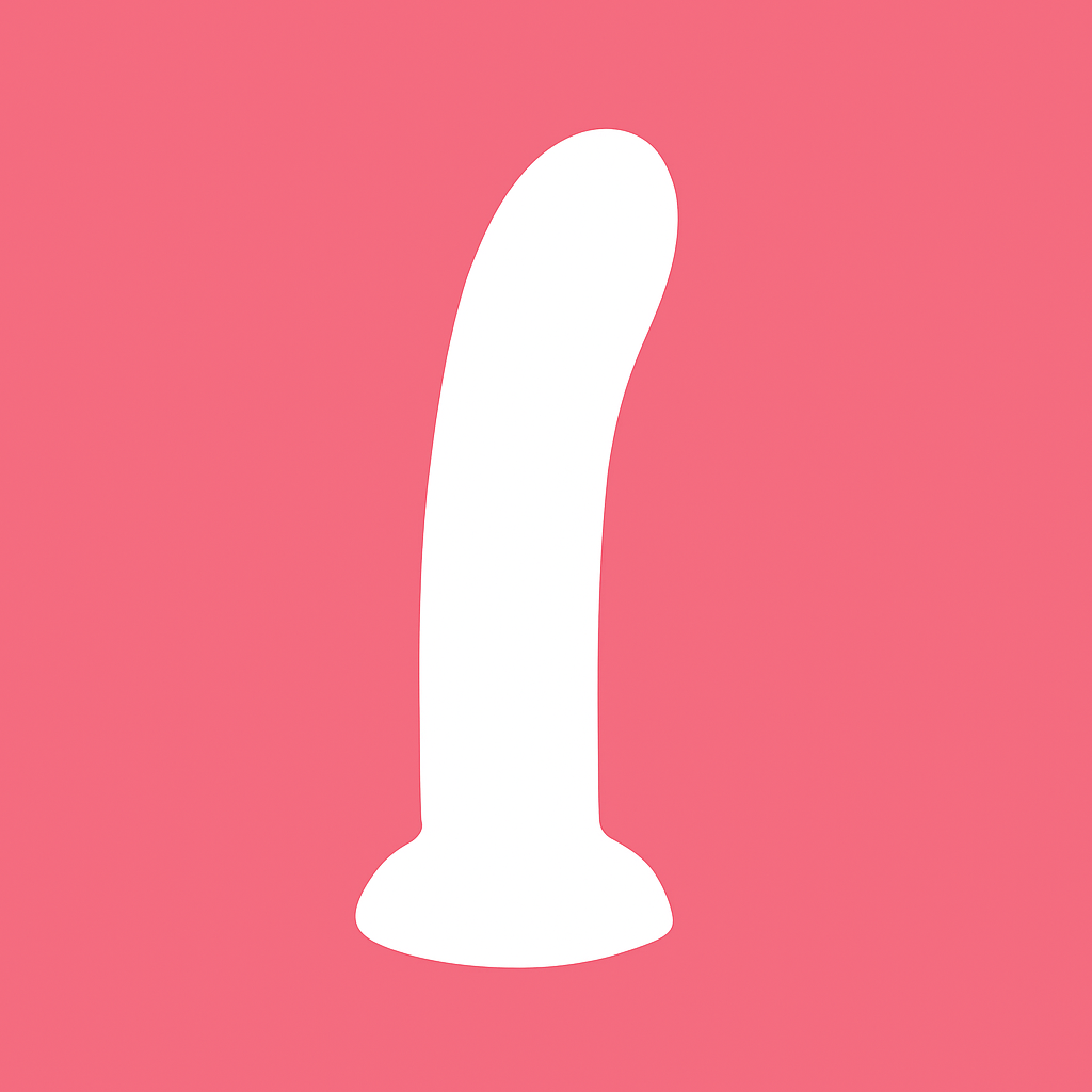 Ilustración plana de tres dildos pequeños en fondo rosa, estilo minimalista
