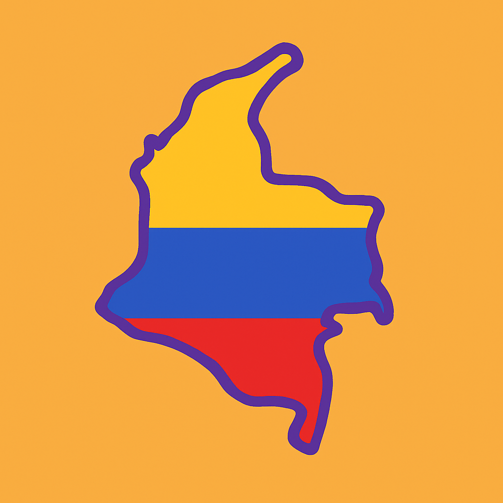 Ilustración colorida del mapa de Colombia 
