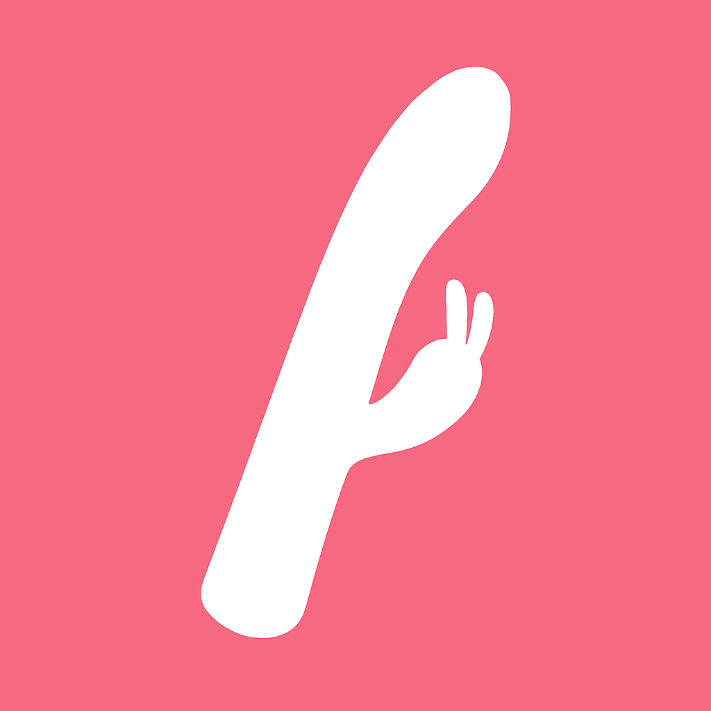 Ilustración plana de un vibrador tipo conejo para doble estimulación sobre fondo rosa