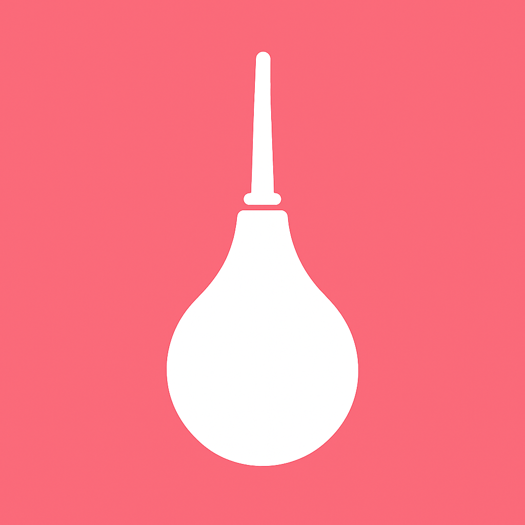 Enema anal blanco con forma ergonómica sobre fondo rosa claro