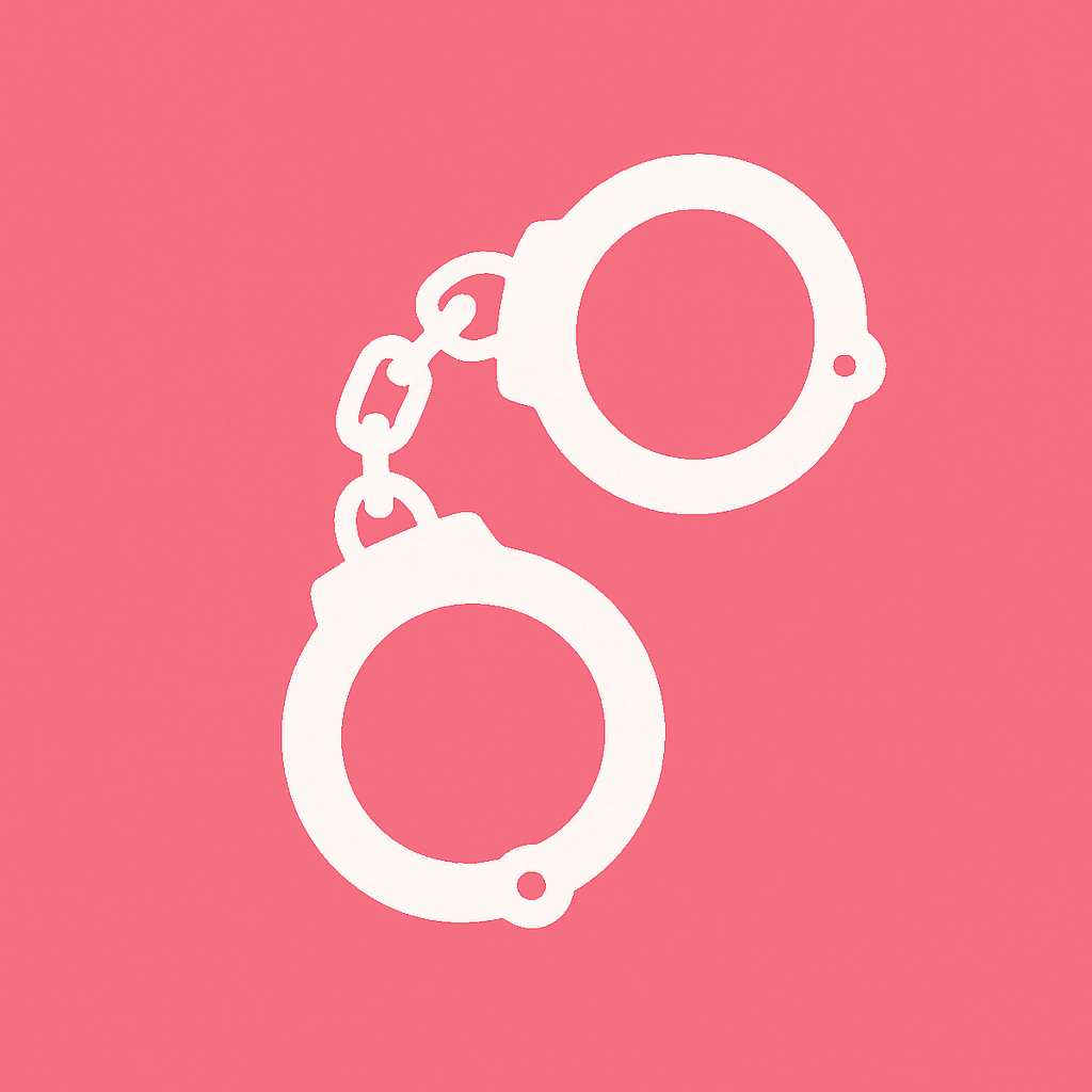 Kit de esposas y amarres eróticos sobre fondo rosa claro