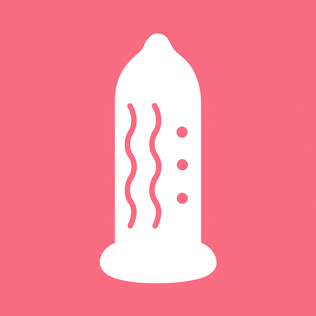 Extensión de pene blanca con textura sobre fondo rosa claro