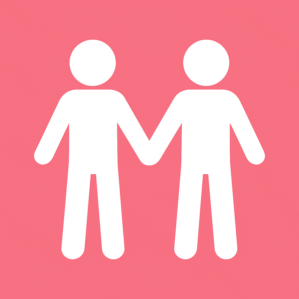 Iconos representando juguetes sexuales diseñados para el placer masculino gay, sobre fondo rosa minimalista