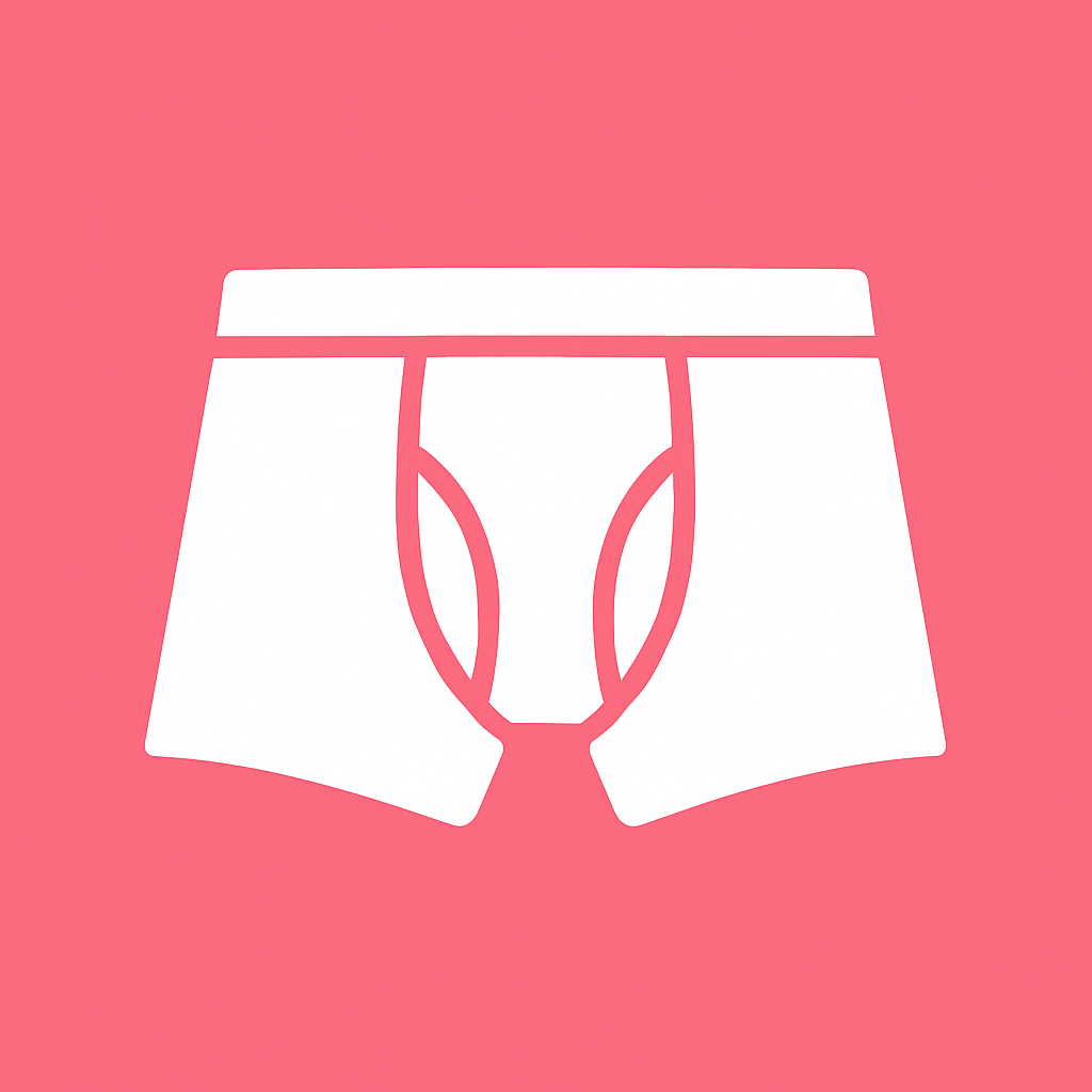 Lencería masculina blanca tipo bóxer sobre fondo rosa claro