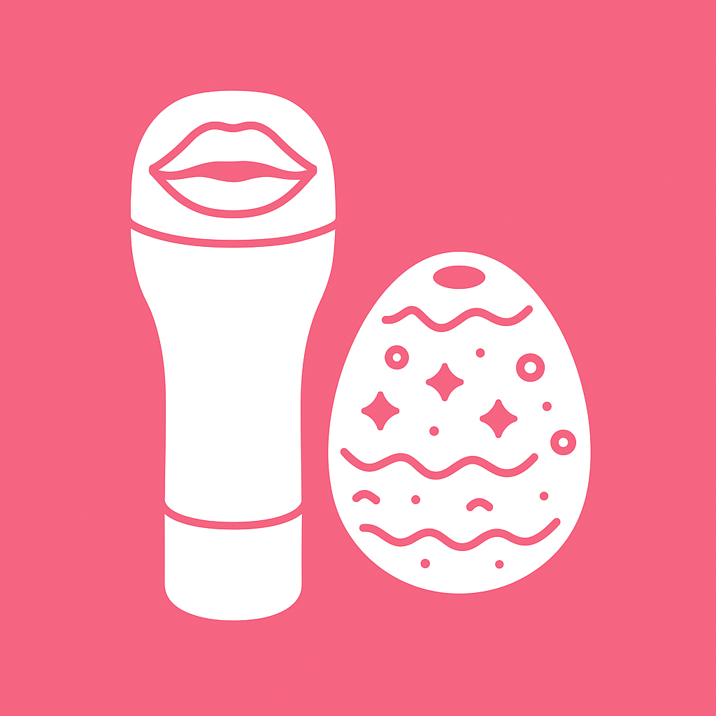 Masturbadores masculinos con diseño ergonómico sobre fondo rosado