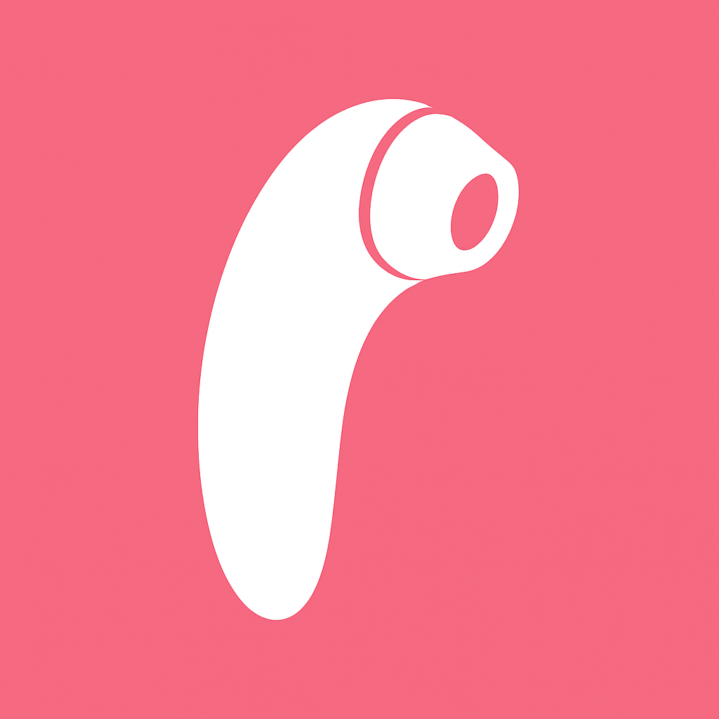 Succionador Satisfyer blanco con diseño curvo sobre fondo rosa